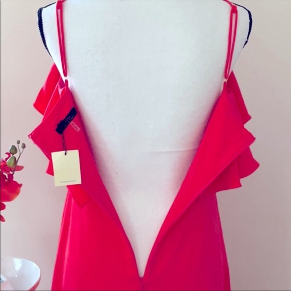 TRINA TURK NWT MOSEY RUFFLED SLEEVELESS FLOUNCE DRESS CORAL LILY SIZE 4 - Picture 2 of 3